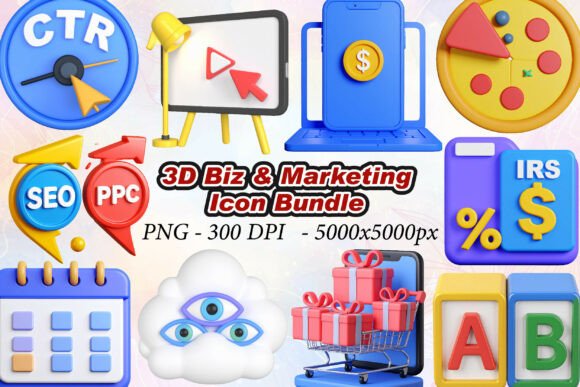 3D Biz Marketing Icons: Elevate Your Creative Projects with Modern Design