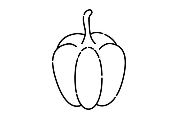 Bell Pepper Black Line Icon: A Simple Design for Healthy Living