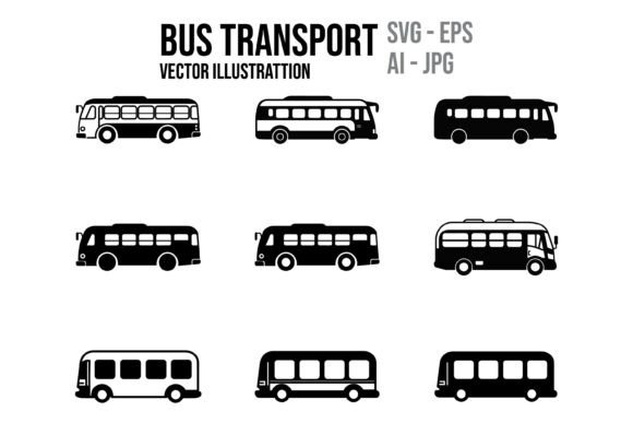 Bus Transportation Icon Vector Set