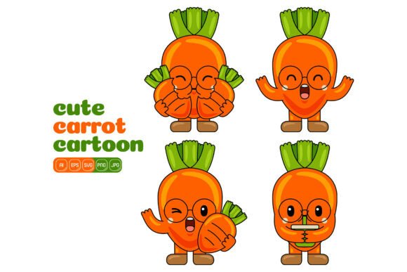 Cute Carrot Mascot Vector Pack 04