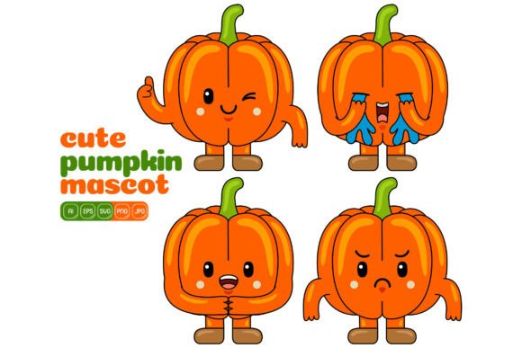 Cute Pumpkin Mascot Vector Pack 01