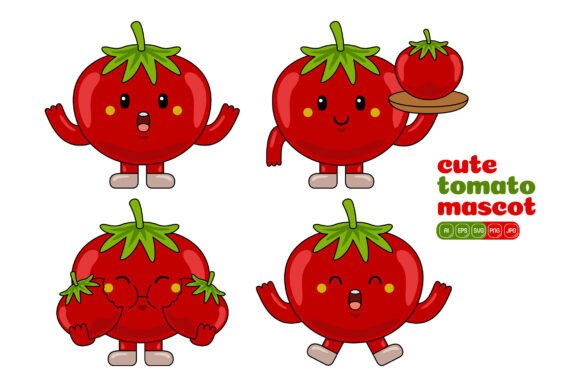 Cute Tomato Mascot Vector Pack 03
