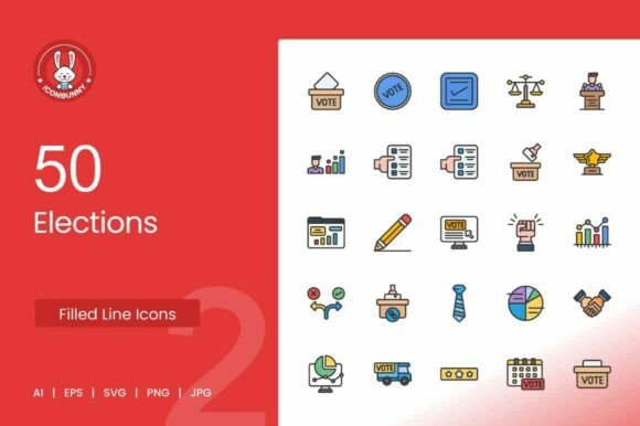 Elections Filled Line Icons: A Powerful Tool for Political and Civic Communication