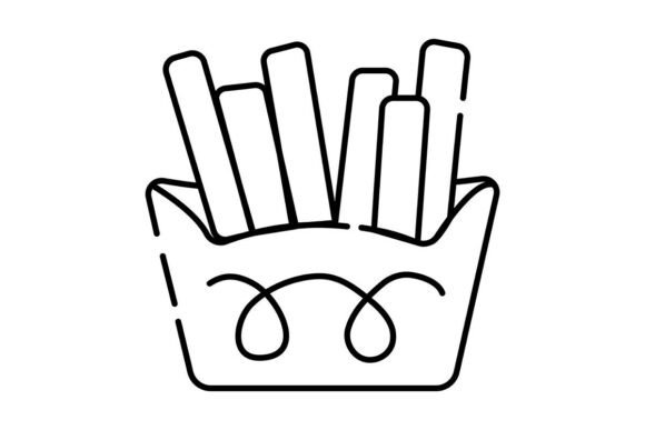 French Fry Black Line Icon