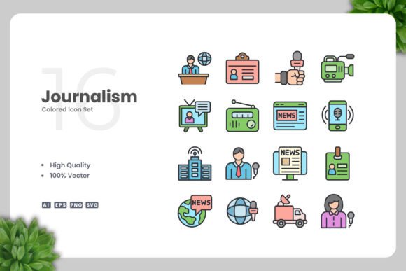 Journalism Colored Icons for Every Need