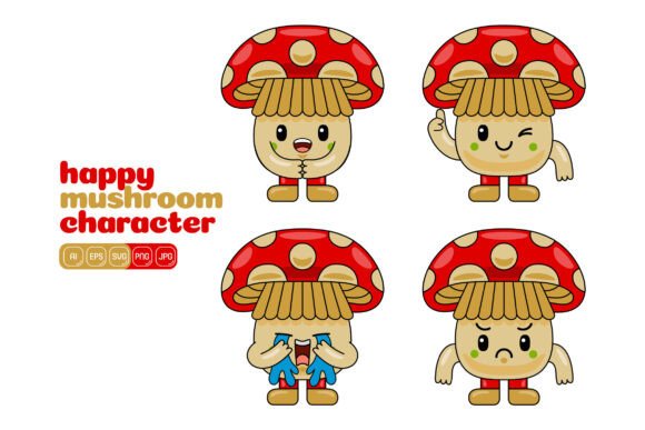 Mushroom Mascot Vector Pack 04
