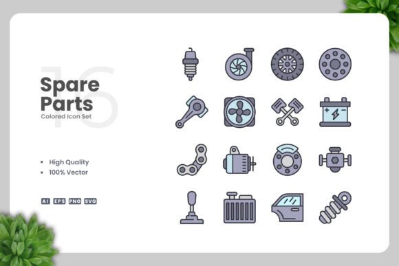 Spare Parts Colored Icons for Creative Projects