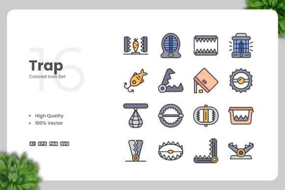 Trap Colored Icons for Creative Projects